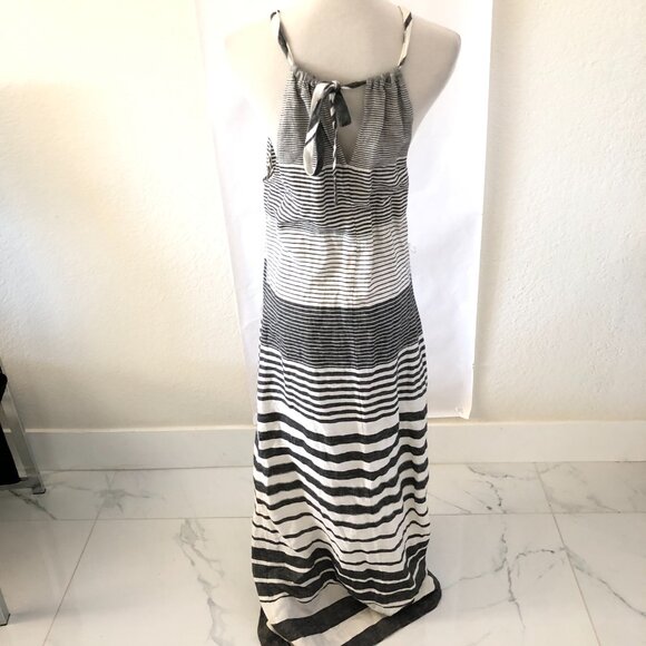 Tommy Bahama Women’s Linen Maxi Dress Size XS Gray White Stripped Beach Vacation - Picture 4 of 8
